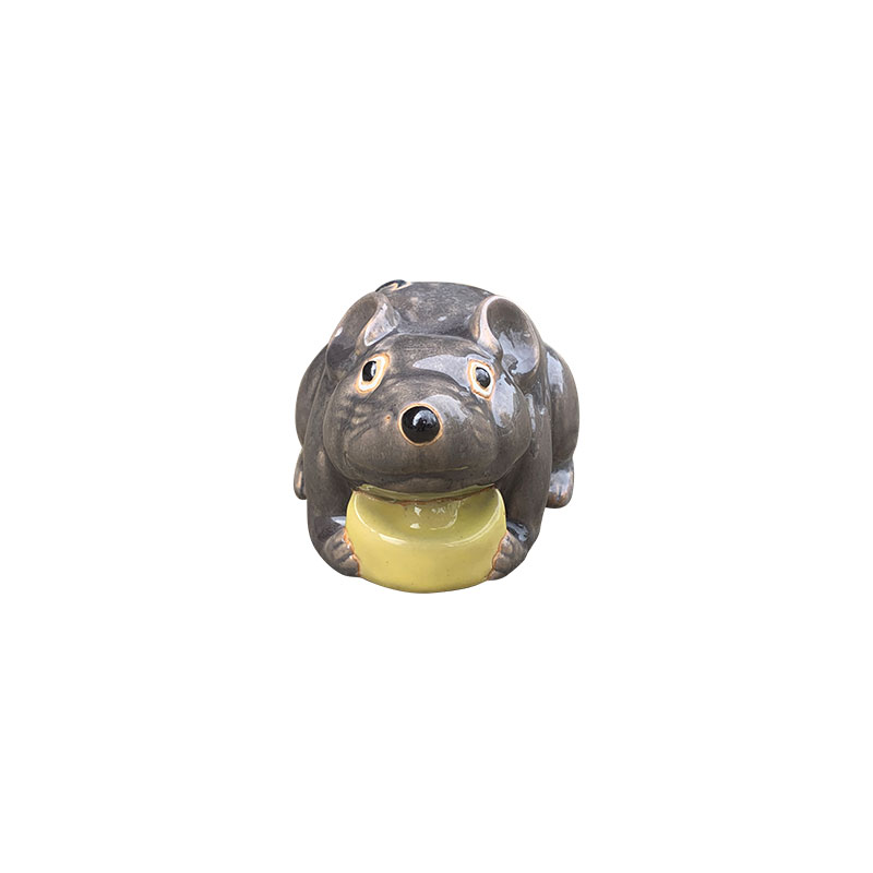 3620 Gốm Thú Chuột Ôm Thỏi Vàng 19x13x9