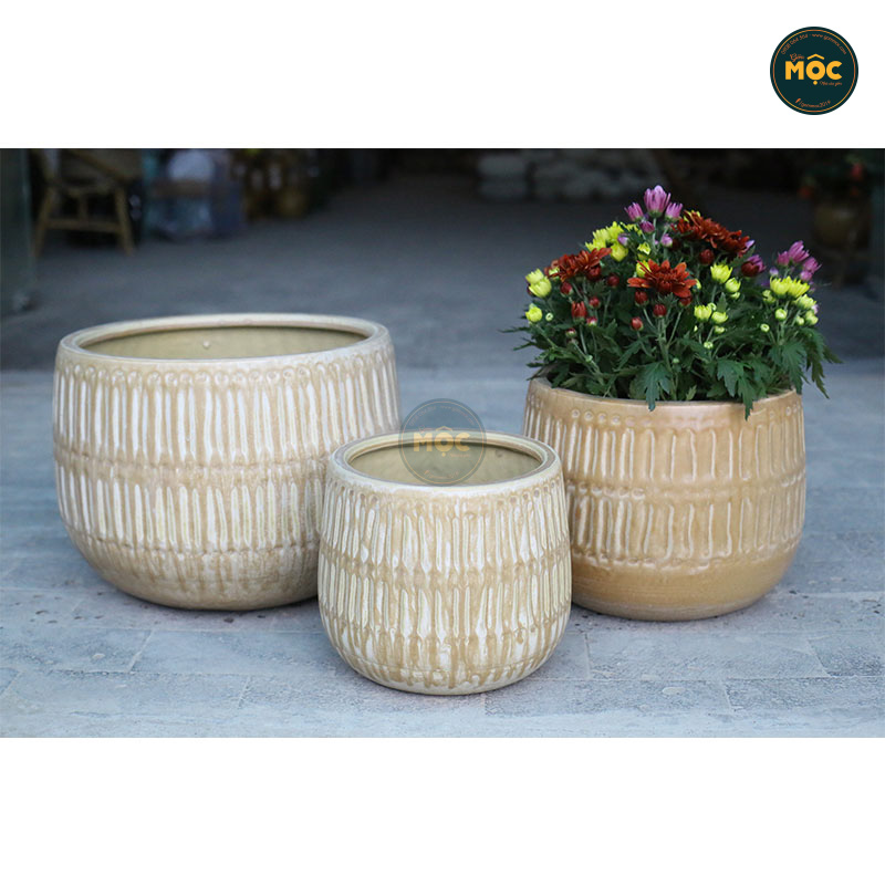 Mờ | 3744 Chậu ID Bầu Đáy Khía 21x21x19 M19