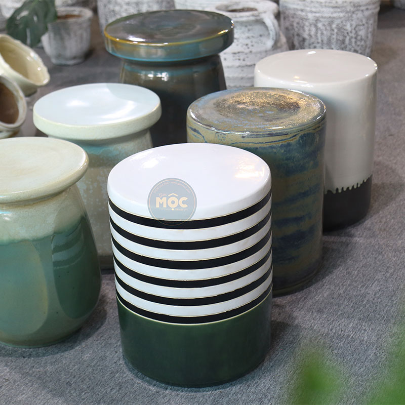 4103 Đôn Trụ 36x36x47 Sọc Phối Xanh Lá